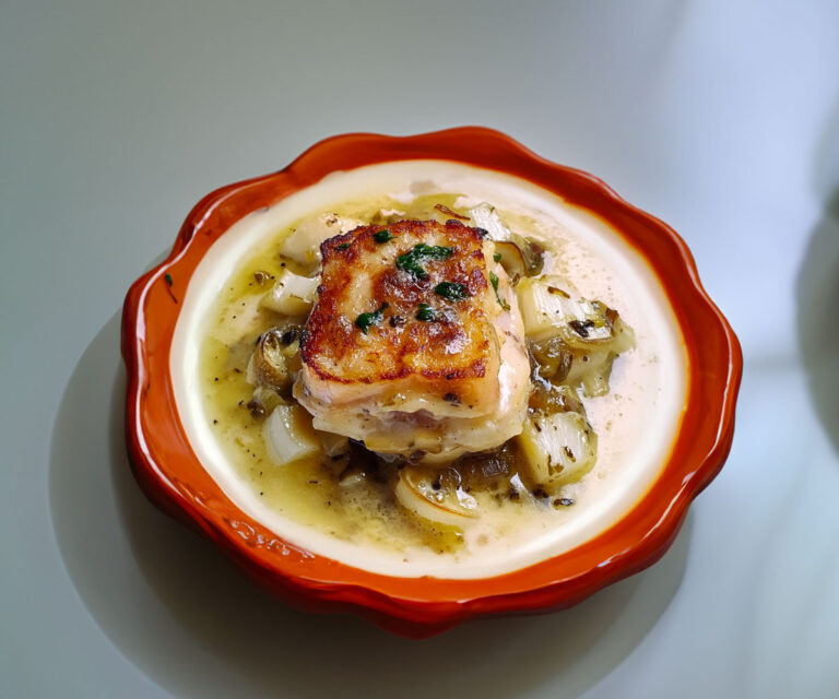 Pavé de Cabillaud sur Lit de Poireaux et Champignons : Un Plat Fin et